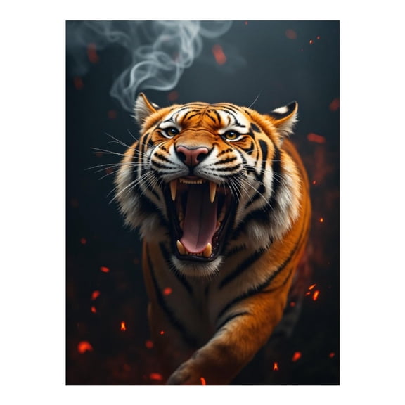 Diamond Art Kits for Adults - 5d Fierce Tiger Roaring With Smoke Diamond Painting for Adults, Diamond Art for Adults Beginners, Diamond Painting Kits for Adults for Home Wall Decor