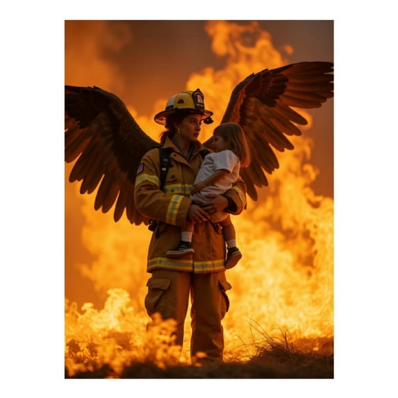 Diamond Art Kits for Adults - 5d Firefighter Angel Rescue Hero Flame Diamond Painting for Adults, Diamond Art for Adults Beginners, Diamond Painting Kits for Adults for Home Wall Decor
