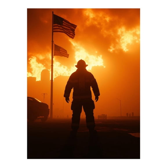 Diamond Art Kits for Adults - 5d Firefighter Silhouette Fiery Scene Diamond Painting for Adults, Diamond Art for Adults Beginners, Diamond Painting Kits for Adults for Home Wall Decor