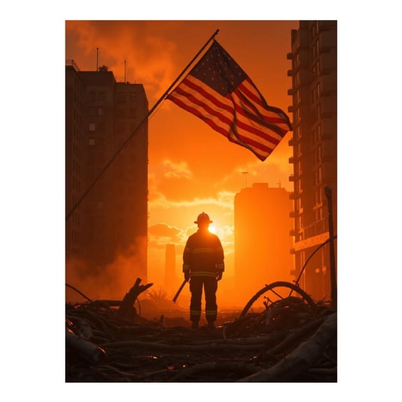 Diamond Art Kits for Adults - 5d Firefighter Sunset Heroic Scene Diamond Painting for Adults, Diamond Art for Adults Beginners, Diamond Painting Kits for Adults for Home Wall Decor