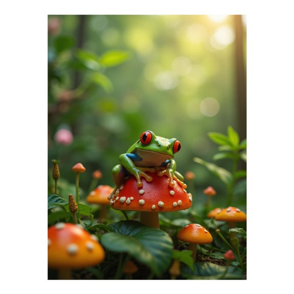 Diamond Art Kits for Adults - 5d Frog On Mushroom In Forest Light Diamond Painting for Adults, Diamond Art for Adults Beginners, Diamond Painting Kits for Adults for Home Wall Decor