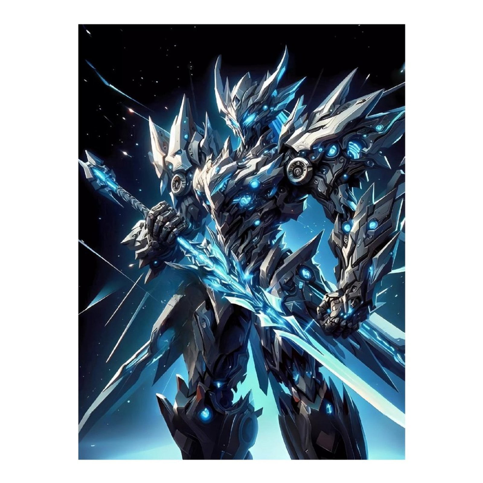 Diamond Art Kits for Adults - 5d Futuristic Robotic Warrior Sword Battle Diamond Painting for Adults, Diamond Art for Adults Beginners, Frameless Diamond Painting Kits for Adults for Home Wall Decor