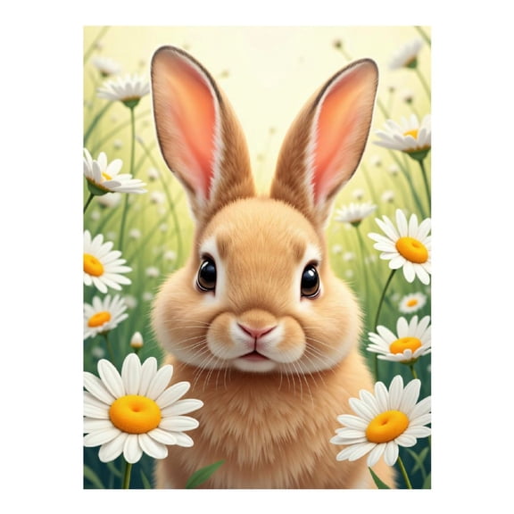 Diamond Art Kits for Adults - 5d Gentle Bunny Among Daisies Diamond Painting for Adults, Diamond Art for Adults Beginners, Diamond Painting Kits for Adults for Home Wall Decor