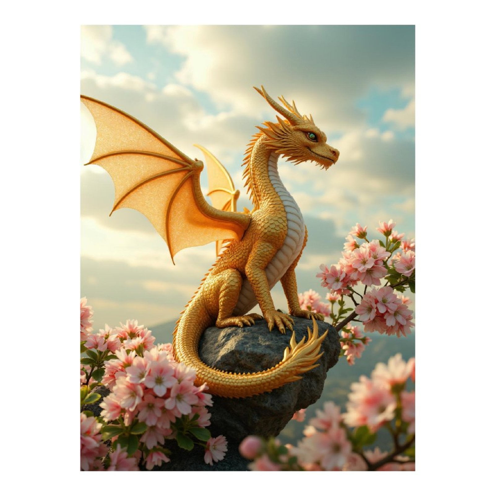 Diamond Art Kits for Adults - 5d Golden Dragon Among Blossoms Diamond Painting for Adults, Diamond Art for Adults Beginners, Diamond Painting Kits for Adults for Home Wall Decor
