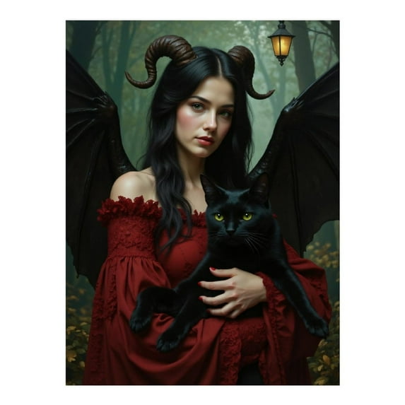 Diamond Art Kits for Adults - 5d Gothic Enchantress With Black Cat Diamond Painting for Adults, Diamond Art for Adults Beginners, Diamond Painting Kits for Adults for Home Wall Decor