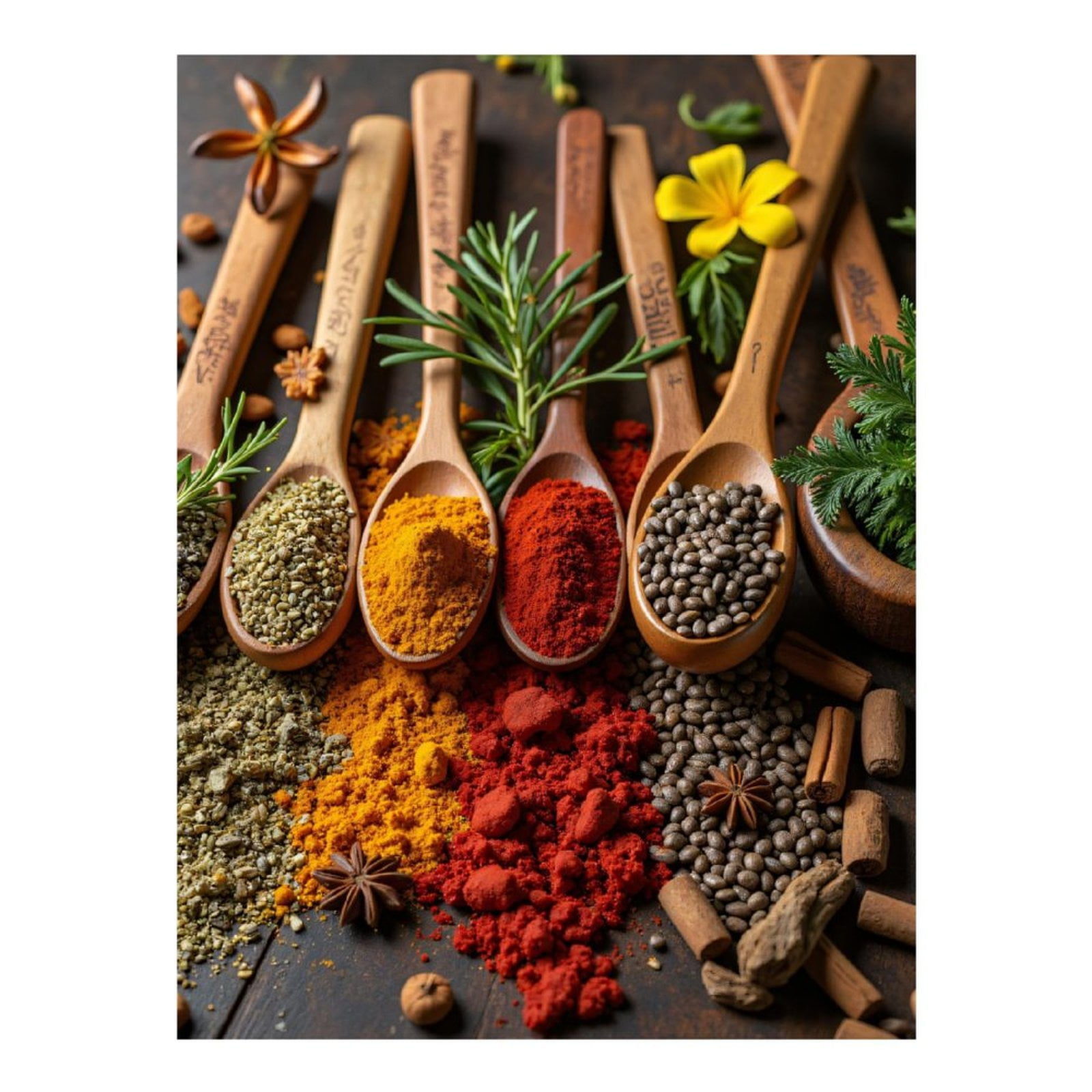 Diamond Art Kits for Adults - 5d Herbs Spices Wooden Spoons Rustic Diamond Painting for Adults, Diamond Art for Adults Beginners, Diamond Painting Kits for Adults for Home Wall Decor