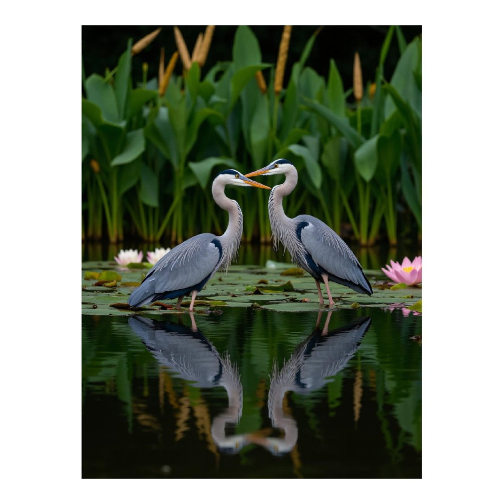 Diamond Art Kits for Adults - 5d Herons Lotus Reflection Serenity Diamond Painting for Adults, Diamond Art for Adults Beginners, Diamond Painting Kits for Adults for Home Wall Decor