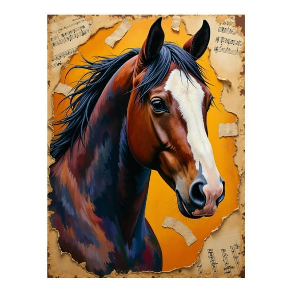 Diamond Art Kits for Adults - 5d Horse Portrait Painted Sheet Music Diamond Painting for Adults, Diamond Art for Adults Beginners, Diamond Painting Kits for Adults for Home Wall Decor