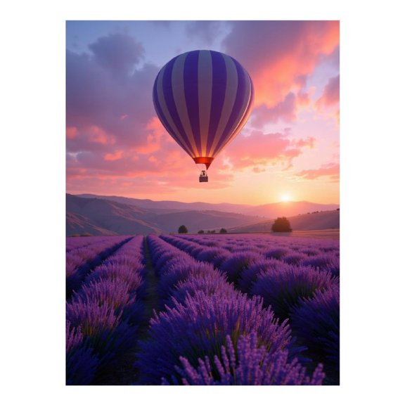 Diamond Art Kits for Adults - 5d Hot Air Balloon Lavender Sunset Diamond Painting for Adults, Diamond Art for Adults Beginners, Diamond Painting Kits for Adults for Home Wall Decor