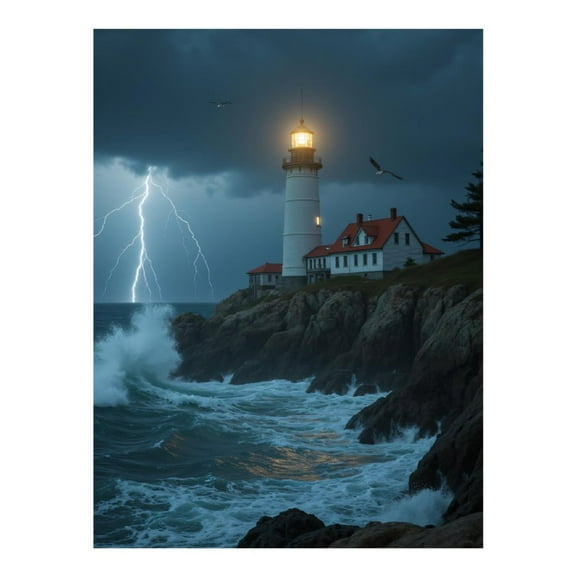 Diamond Art Kits for Adults - 5d Lighthouse Storm Waves Lightning Sea Diamond Painting for Adults, Diamond Art for Adults Beginners, Diamond Painting Kits for Adults for Home Wall Decor