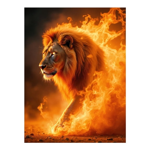 Diamond Art Kits for Adults - 5d Lion Fire Majesty Blaze Power Diamond Painting for Adults, Diamond Art for Adults Beginners, Diamond Painting Kits for Adults for Home Wall Decor