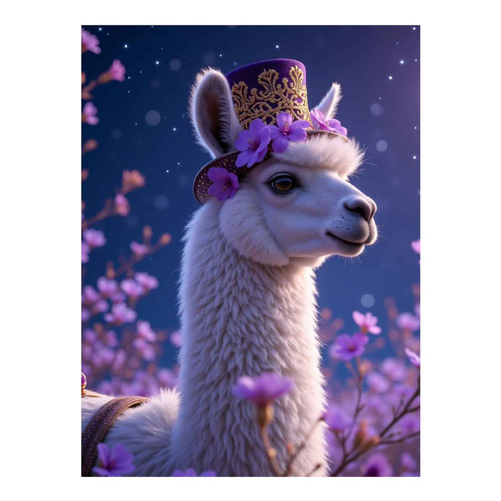 Diamond Art Kits for Adults - 5d Llama With Floral Purple Hat Diamond Painting for Adults, Diamond Art for Adults Beginners, Diamond Painting Kits for Adults for Home Wall Decor