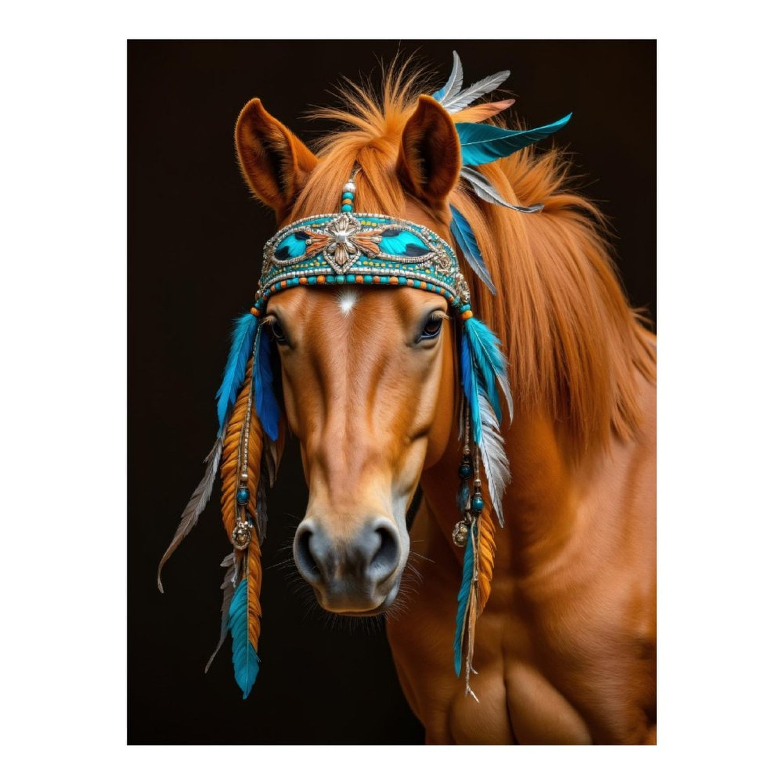 Diamond Art Kits for Adults - 5d Majestic Horse With Feather Headpiece Diamond Painting for Adults, Diamond Art for Adults Beginners, Diamond Painting Kits for Adults for Home Wall Decor