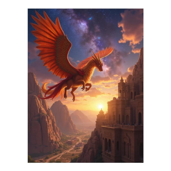 Diamond Art Kits for Adults - 5d Majestic Phoenix Over Sunset Palace Diamond Painting for Adults, Diamond Art for Adults Beginners, Diamond Painting Kits for Adults for Home Wall Decor