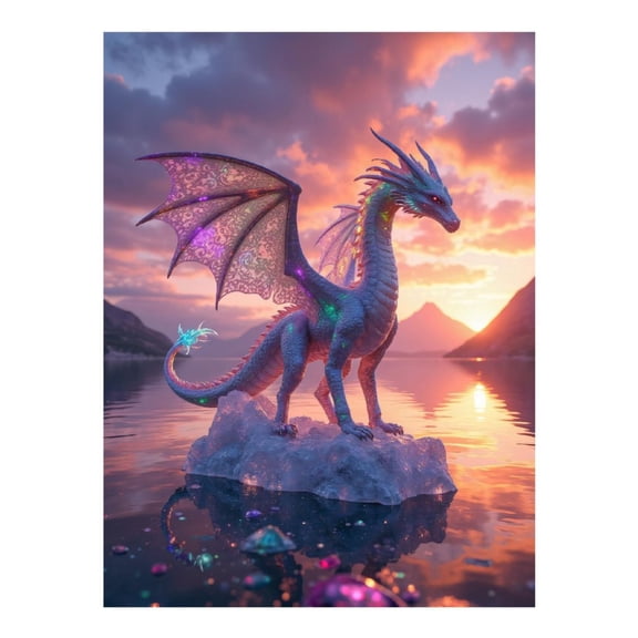 Diamond Art Kits for Adults - 5d Majestic Sparkling Dragon Sunset Diamond Painting for Adults, Diamond Art for Adults Beginners, Diamond Painting Kits for Adults for Home Wall Decor