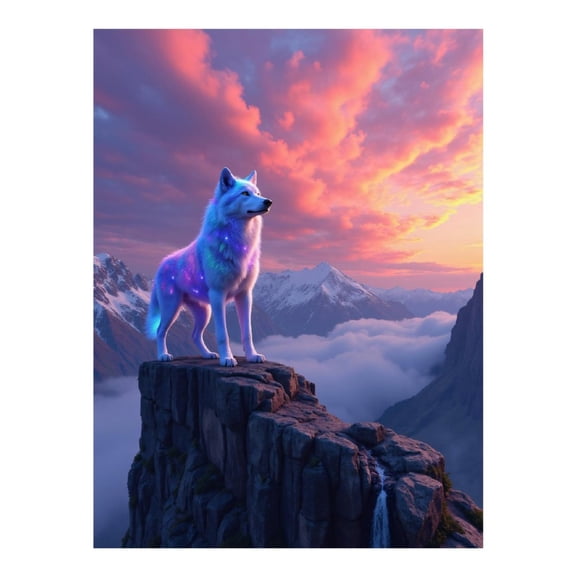 Diamond Art Kits for Adults - 5d Majestic Wolf On Mountain Peak Diamond Painting for Adults, Diamond Art for Adults Beginners, Diamond Painting Kits for Adults for Home Wall Decor