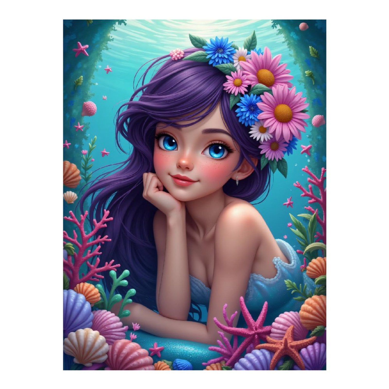 Diamond Art Kits for Adults - 5d Mermaid Fantasy Ocean Portrait Diamond Painting for Adults, Diamond Art for Adults Beginners, Diamond Painting Kits for Adults for Home Wall Decor