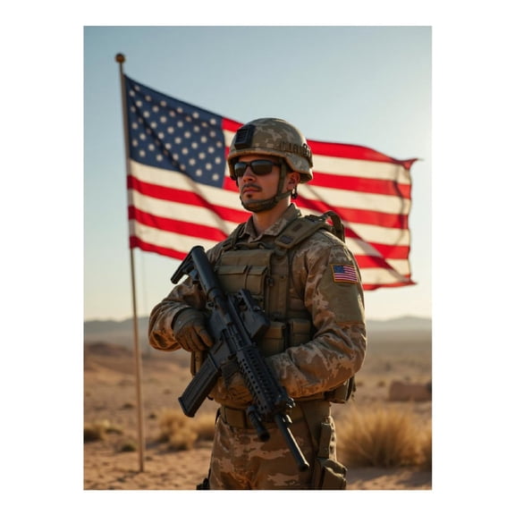 Diamond Art Kits for Adults - 5d Military Soldier Desert Flag Portrait Diamond Painting for Adults, Diamond Art for Adults Beginners, Diamond Painting Kits for Adults for Home Wall Decor