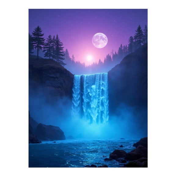 Diamond Art Kits for Adults - 5d Moonlit Waterfall Serenity Scene Diamond Painting for Adults, Diamond Art for Adults Beginners, Diamond Painting Kits for Adults for Home Wall Decor