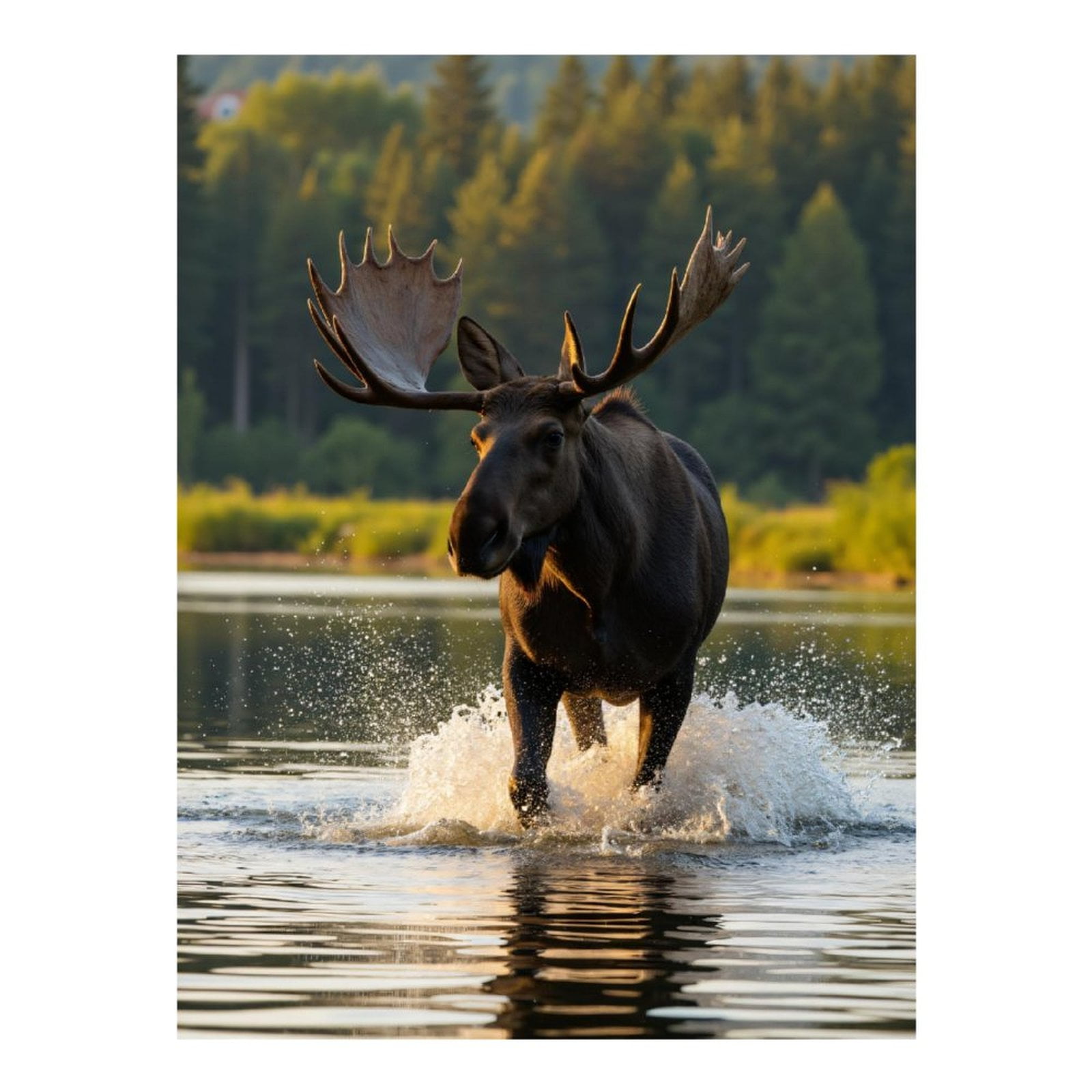 Diamond Art Kits for Adults - 5d Moose Splashes Forest Lake Serenity Diamond Painting for Adults, Diamond Art for Adults Beginners, Diamond Painting Kits for Adults for Home Wall Decor