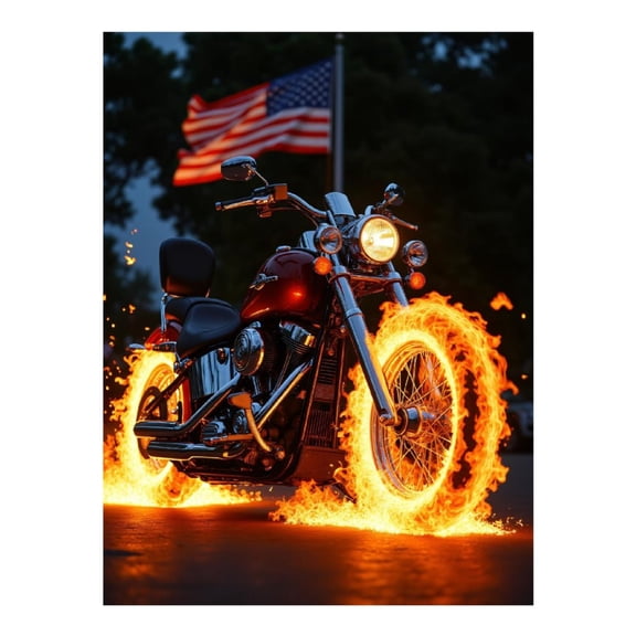 Diamond Art Kits for Adults - 5d Motorcycle Fire Wheels Display Diamond Painting for Adults, Diamond Art for Adults Beginners, Diamond Painting Kits for Adults for Home Wall Decor