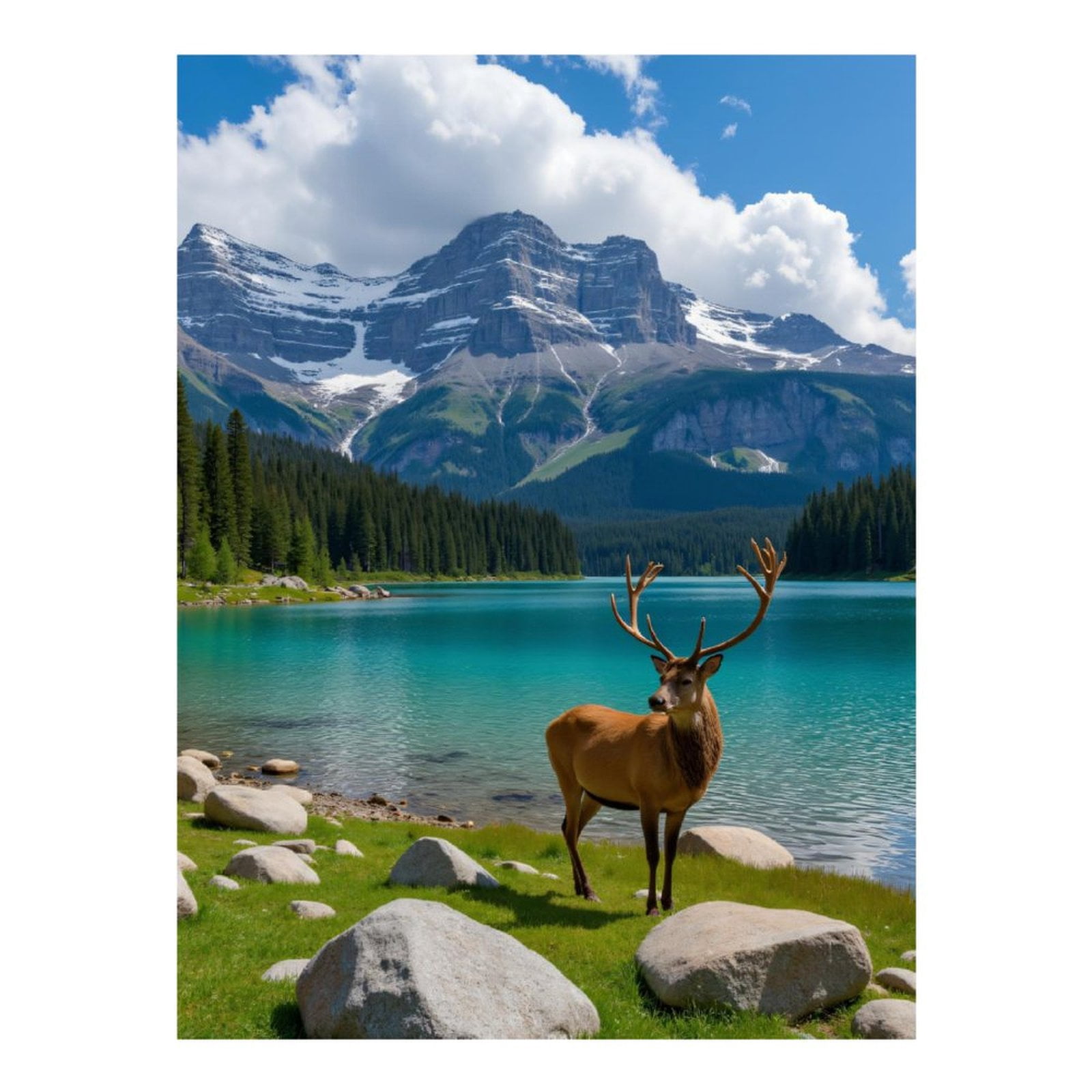 Diamond Art Kits for Adults - 5d Mountain Lake Deer Majestic Scenery Diamond Painting for Adults, Diamond Art for Adults Beginners, Diamond Painting Kits for Adults for Home Wall Decor