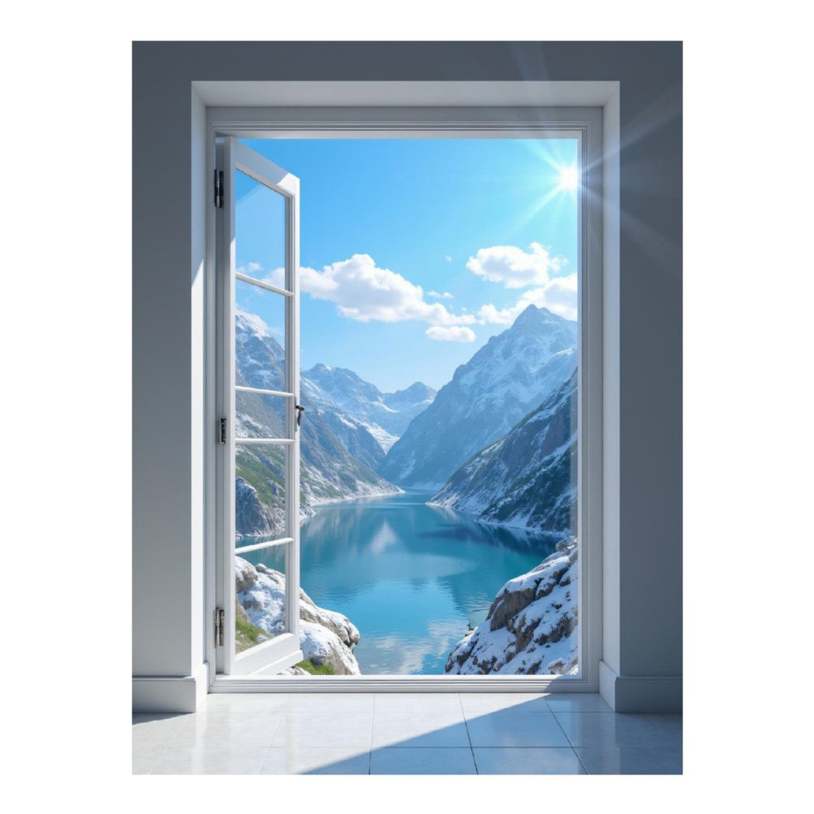 Diamond Art Kits for Adults - 5d Mountain Lake View Through Window ...