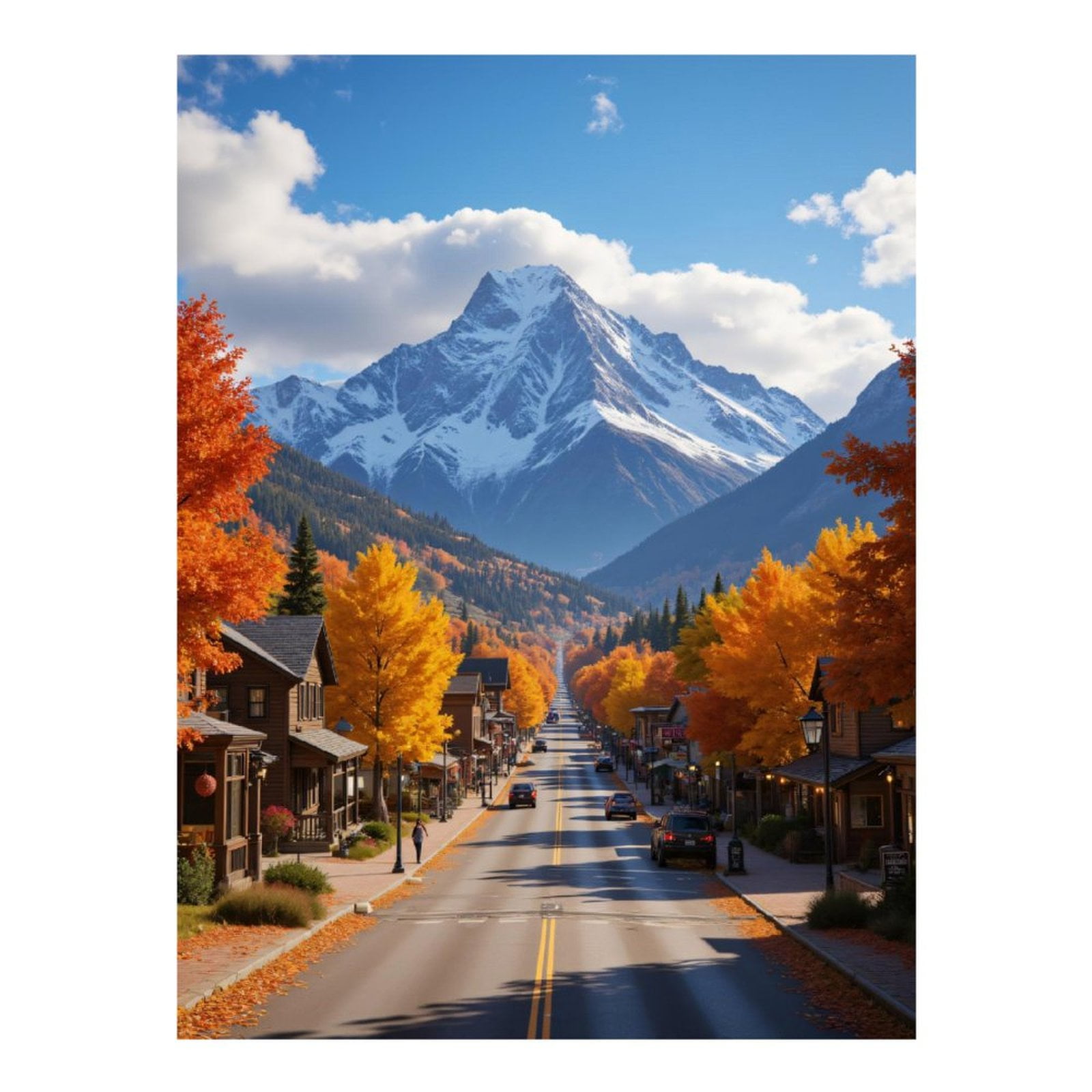 Diamond Art Kits for Adults - 5d Mountain Town Autumn Diamond Painting for Adults, Diamond Art for Adults Beginners, Diamond Painting Kits for Adults for Home Wall Decor
