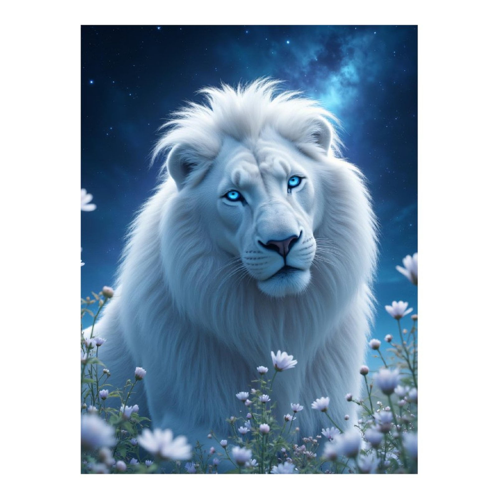 Diamond Art Kits for Adults - 5d Mystic White Lion In Moonlight