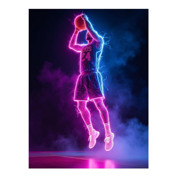 Diamond Art Kits for Adults - 5d Neon Basketball Player Dunk Shot Diamond Painting for Adults, Diamond Art for Adults Beginners, Diamond Painting Kits for Adults for Home Wall Decor