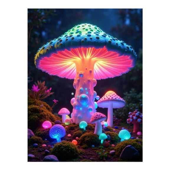 Diamond Art Kits for Adults - 5d Neon Mushroom Forest Glow Diamond Painting for Adults, Diamond Art for Adults Beginners, Diamond Painting Kits for Adults for Home Wall Decor