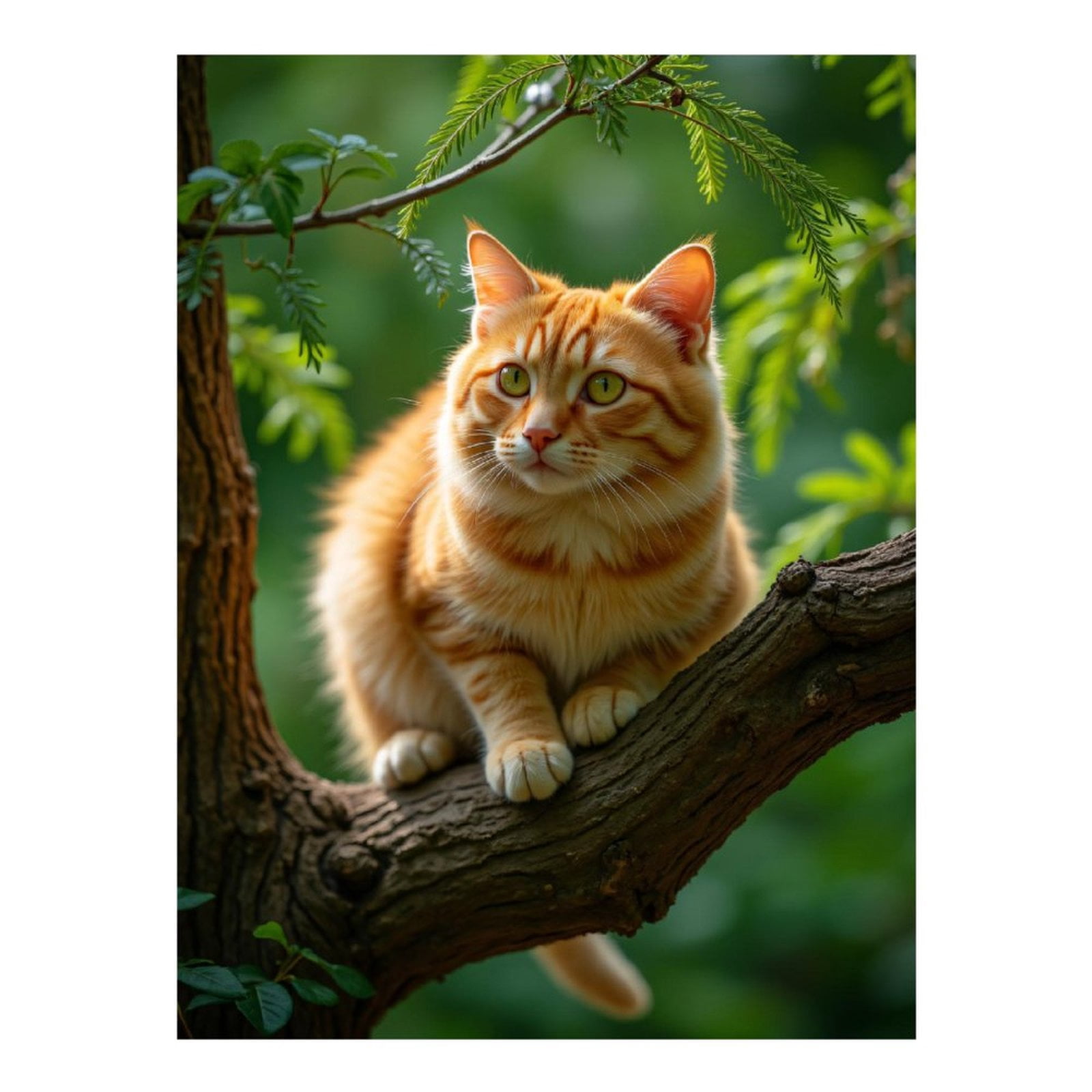 Diamond Art Kits for Adults - 5d Orange Cat In Tree Nature Scene Diamond Painting for Adults, Diamond Art for Adults Beginners, Diamond Painting Kits for Adults for Home Wall Decor