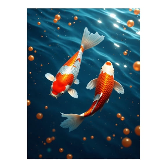 Diamond Art Kits for Adults - 5d Orange White Fish Water Bubbles Diamond Painting for Adults, Diamond Art for Adults Beginners, Diamond Painting Kits for Adults for Home Wall Decor