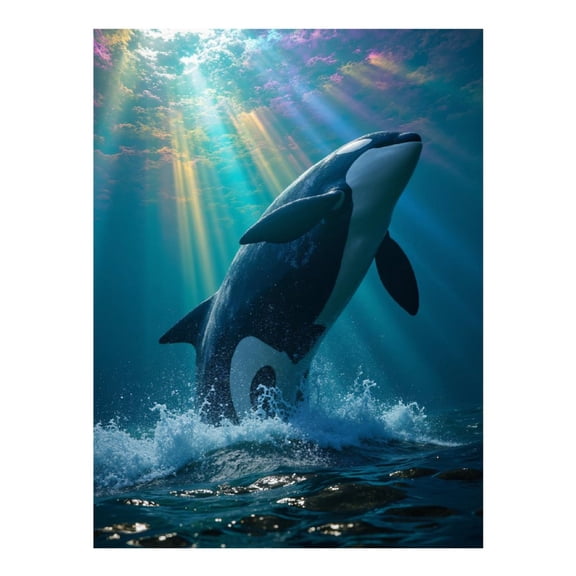 Diamond Art Kits for Adults - 5d Orca Leaping Ocean Sunlight Rays Diamond Painting for Adults, Diamond Art for Adults Beginners, Diamond Painting Kits for Adults for Home Wall Decor