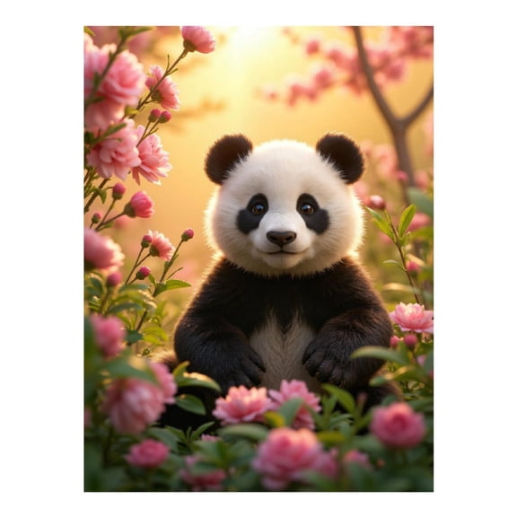 Diamond Art Kits for Adults - 5d Panda In Blossom Garden Diamond Painting for Adults, Diamond Art for Adults Beginners, Diamond Painting Kits for Adults for Home Wall Decor