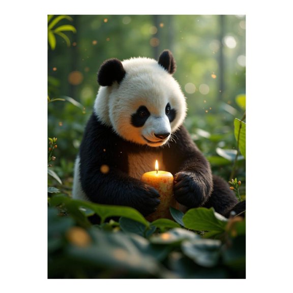 Diamond Art Kits for Adults - 5d Panda Holding Candle In Forest Diamond Painting for Adults, Diamond Art for Adults Beginners, Diamond Painting Kits for Adults for Home Wall Decor