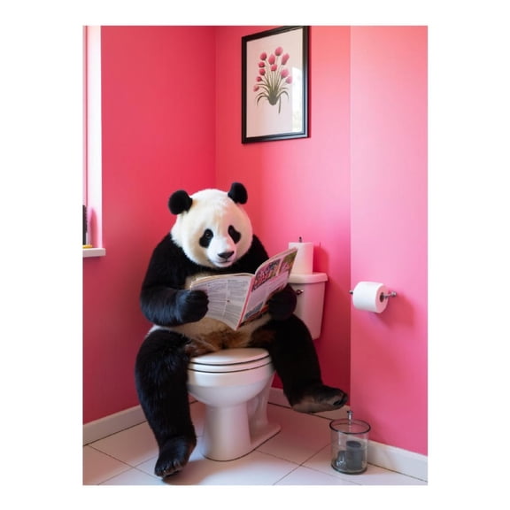 Diamond Art Kits for Adults - 5d Panda Reading Pink Bathroom Decor Diamond Painting for Adults, Diamond Art for Adults Beginners, Diamond Painting Kits for Adults for Home Wall Decor