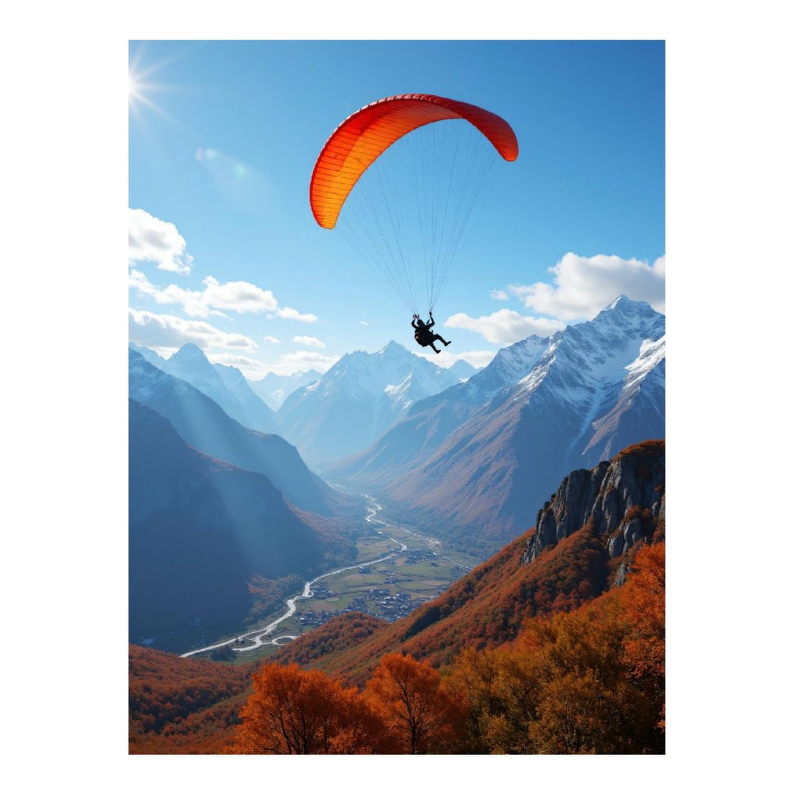 Diamond Art Kits for Adults - 5d Paraglider Above Autumn Valley Diamond Painting for Adults, Diamond Art for Adults Beginners, Diamond Painting Kits for Adults for Home Wall Decor