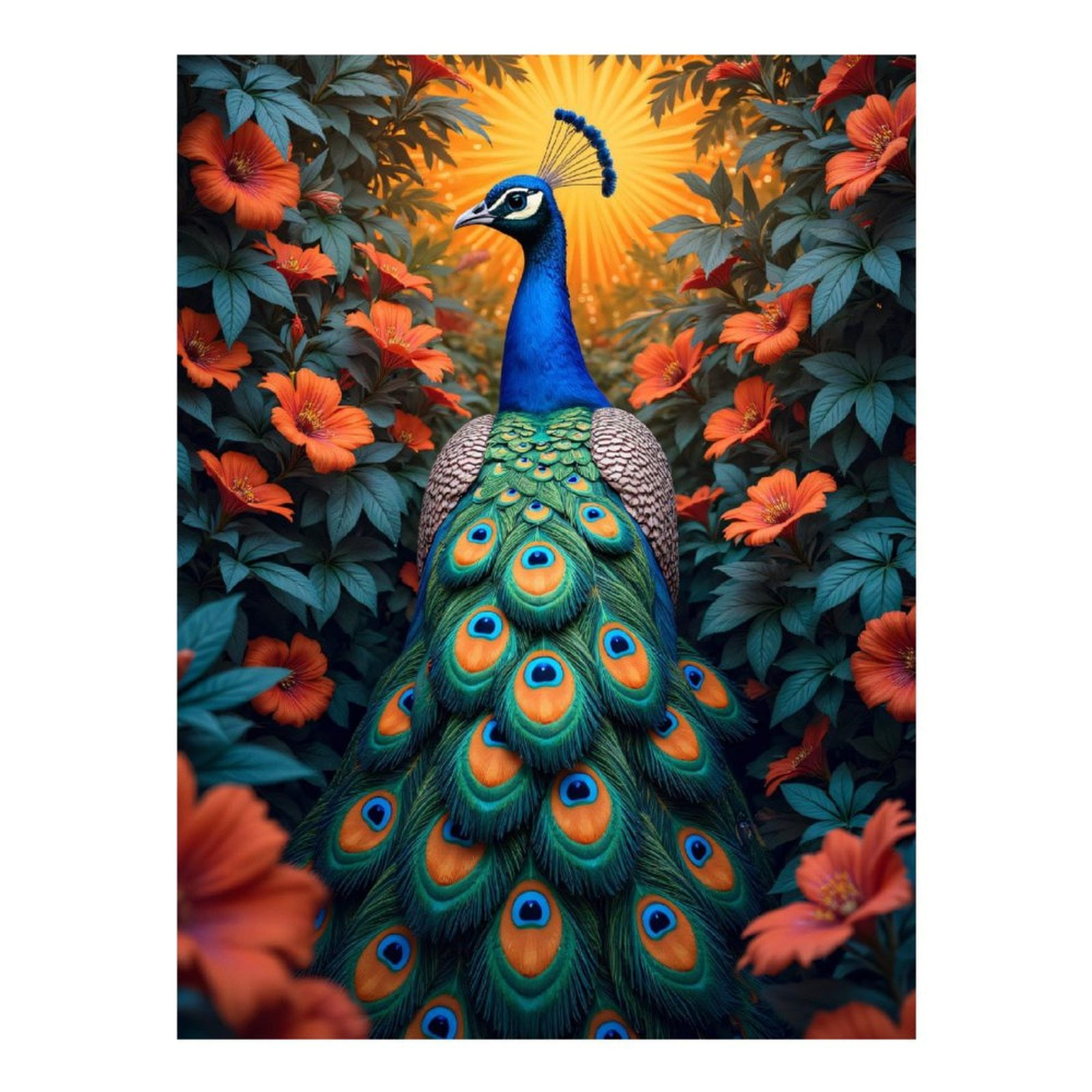 Diamond Art Kits for Adults - 5d Peacock Amidst Vibrant Blossoms Diamond Painting for Adults, Diamond Art for Adults Beginners, Diamond Painting Kits for Adults for Home Wall Decor