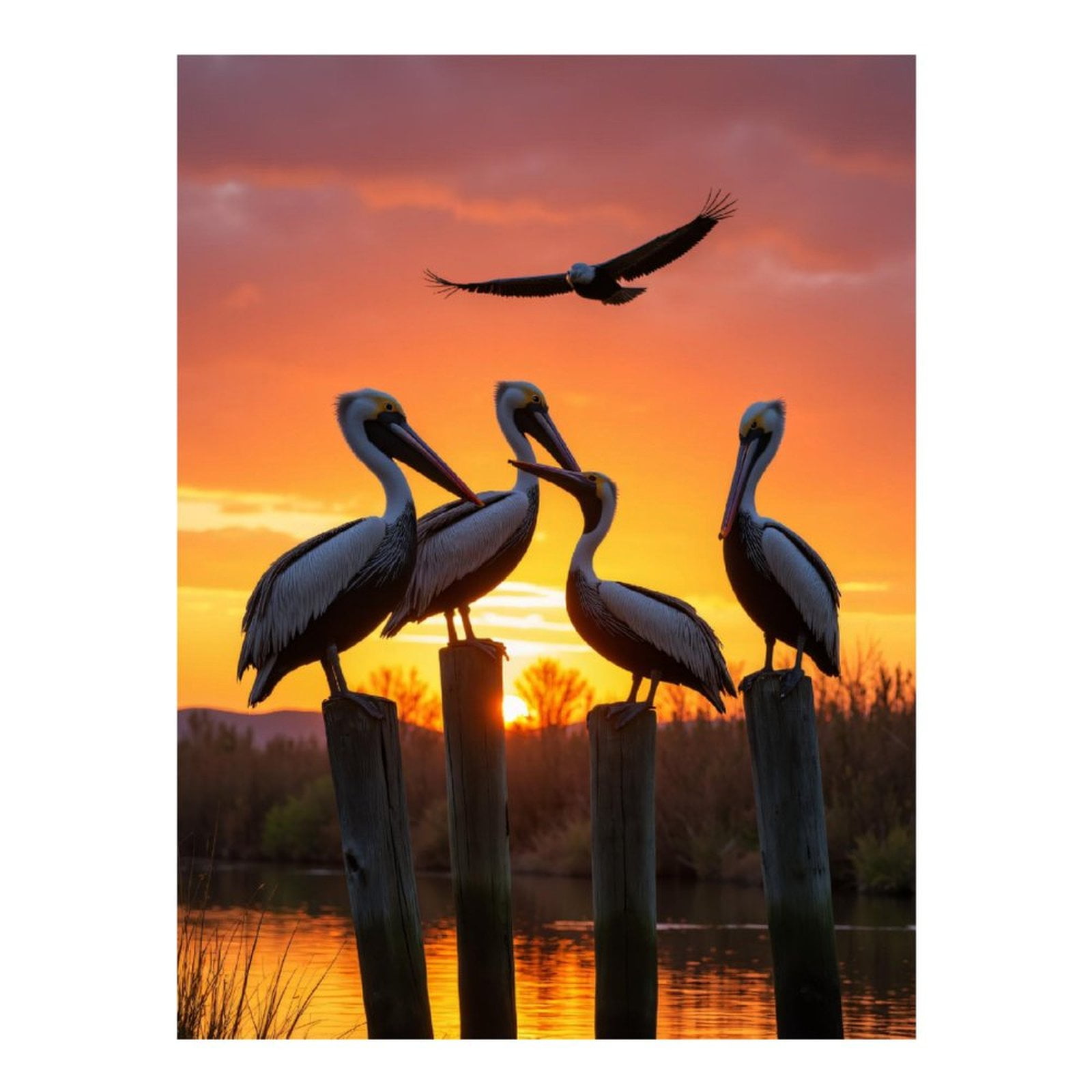 Diamond Art Kits for Adults - 5d Pelicans Sunset Reflection Birds Sky Diamond Painting for Adults, Diamond Art for Adults Beginners, Diamond Painting Kits for Adults for Home Wall Decor