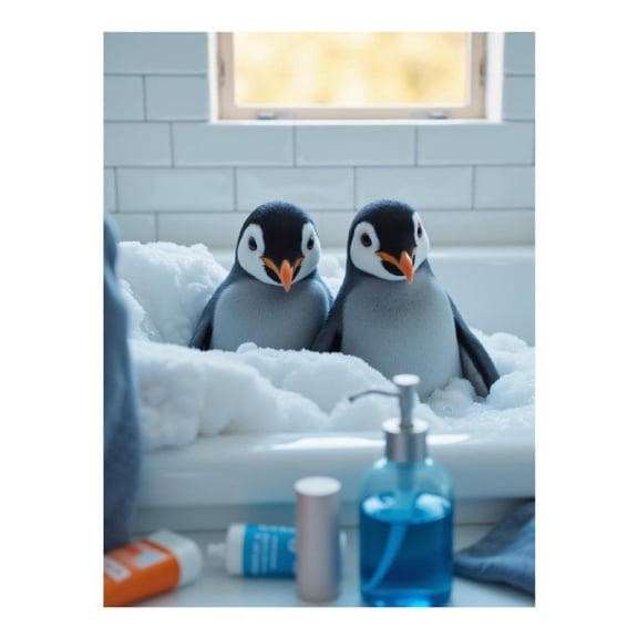 Diamond Art Kits for Adults - 5d Penguin Bathtub Bubbles Duo Diamond Painting for Adults, Diamond Art for Adults Beginners, Diamond Painting Kits for Adults for Home Wall Decor