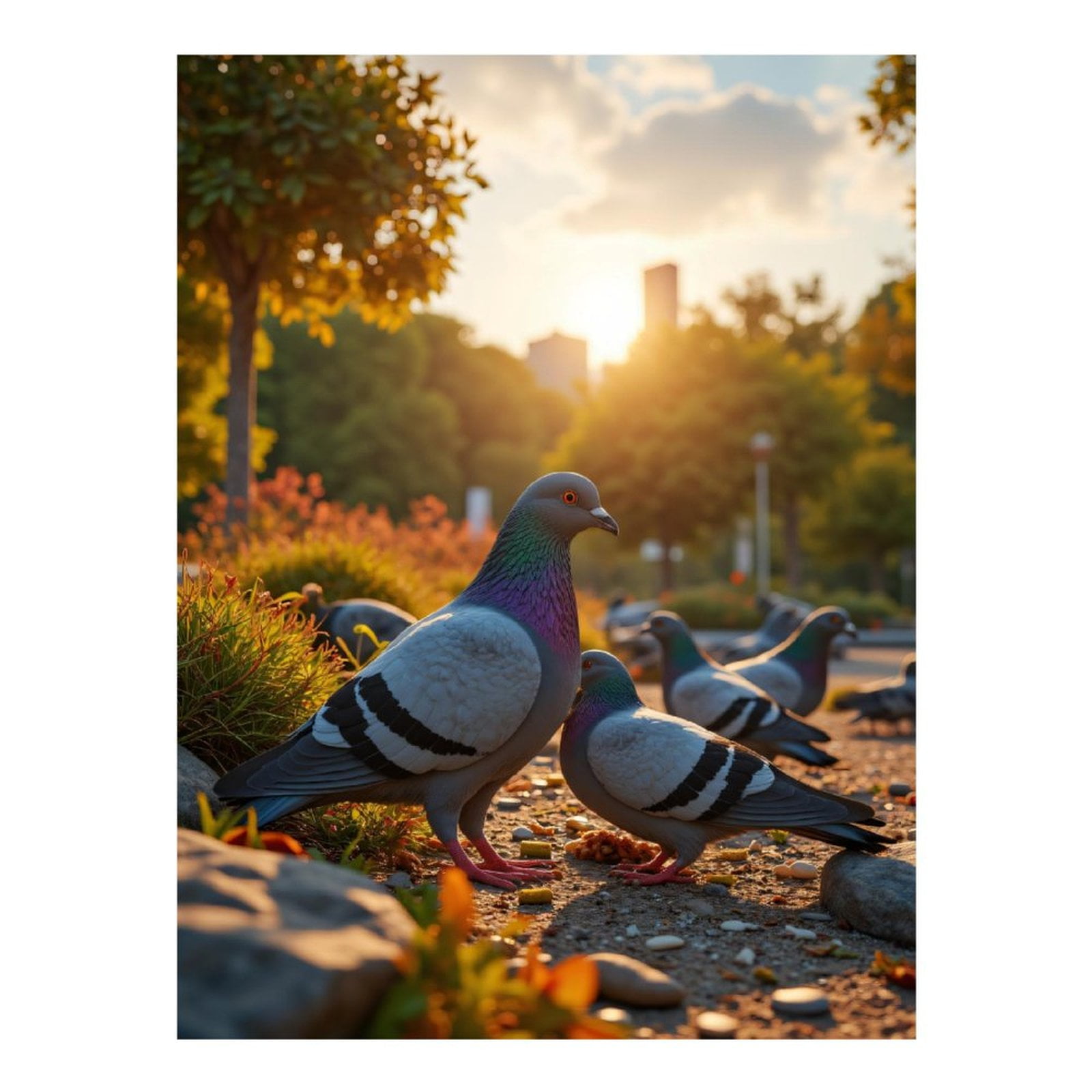 Diamond Art Kits for Adults - 5d Pigeon Garden Sunset Scene Diamond Painting for Adults, Diamond Art for Adults Beginners, Diamond Painting Kits for Adults for Home Wall Decor