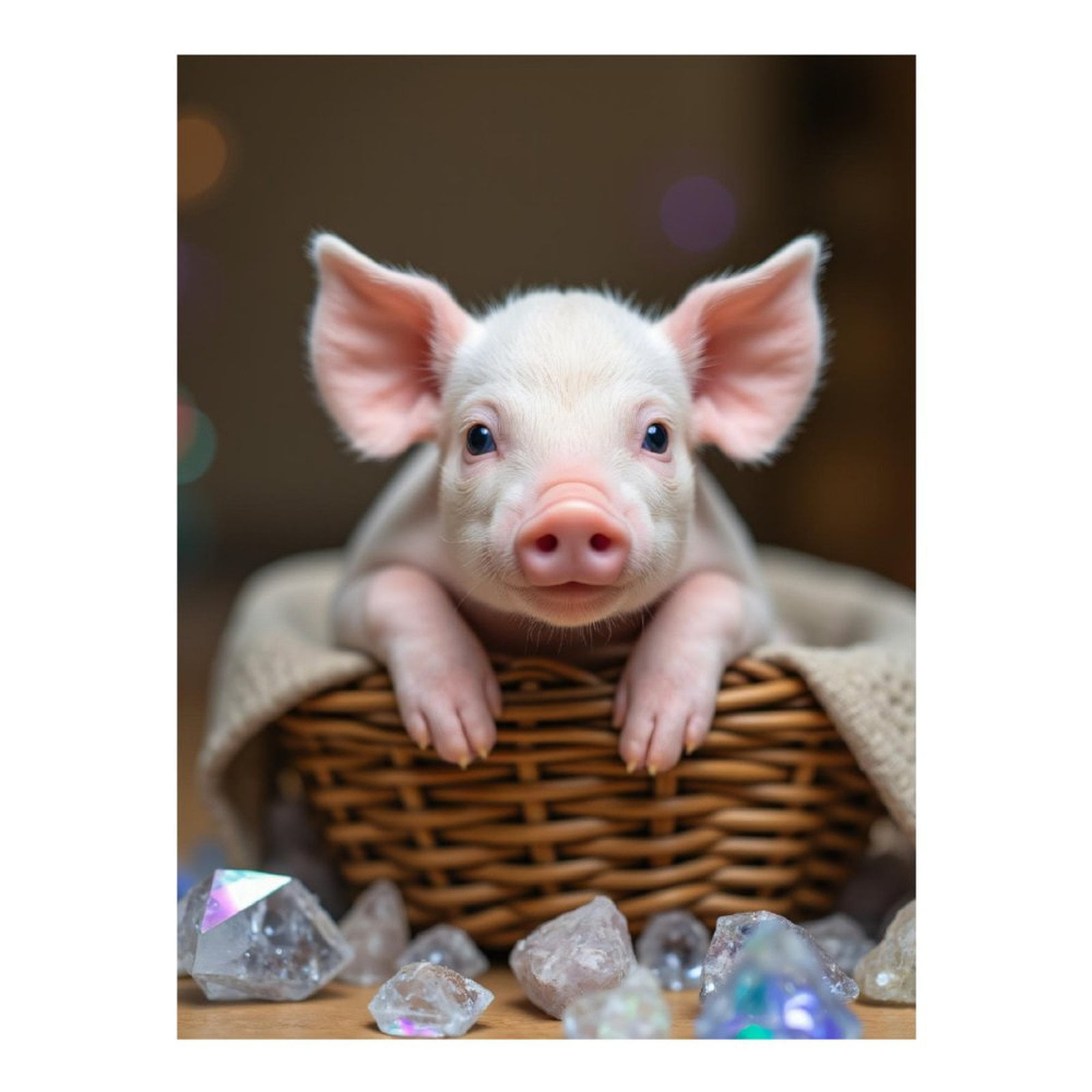 Diamond Art Kits for Adults - 5d Piglet In Basket With Gems Diamond Painting for Adults, Diamond Art for Adults Beginners, Diamond Painting Kits for Adults for Home Wall Decor
