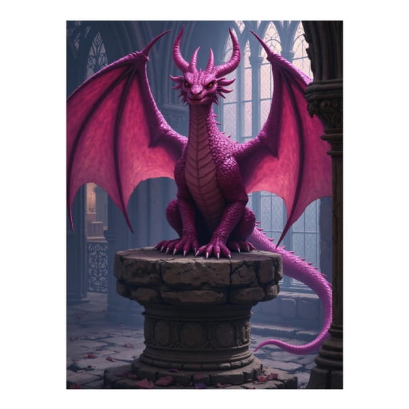 Diamond Art Kits for Adults - 5d Pink Dragon In Gothic Castle Diamond Painting for Adults, Diamond Art for Adults Beginners, Diamond Painting Kits for Adults for Home Wall Decor