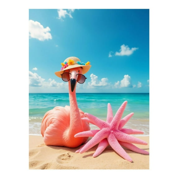 Diamond Art Kits for Adults - 5d Pink Flamingo Beach Vacation Diamond Painting for Adults, Diamond Art for Adults Beginners, Diamond Painting Kits for Adults for Home Wall Decor