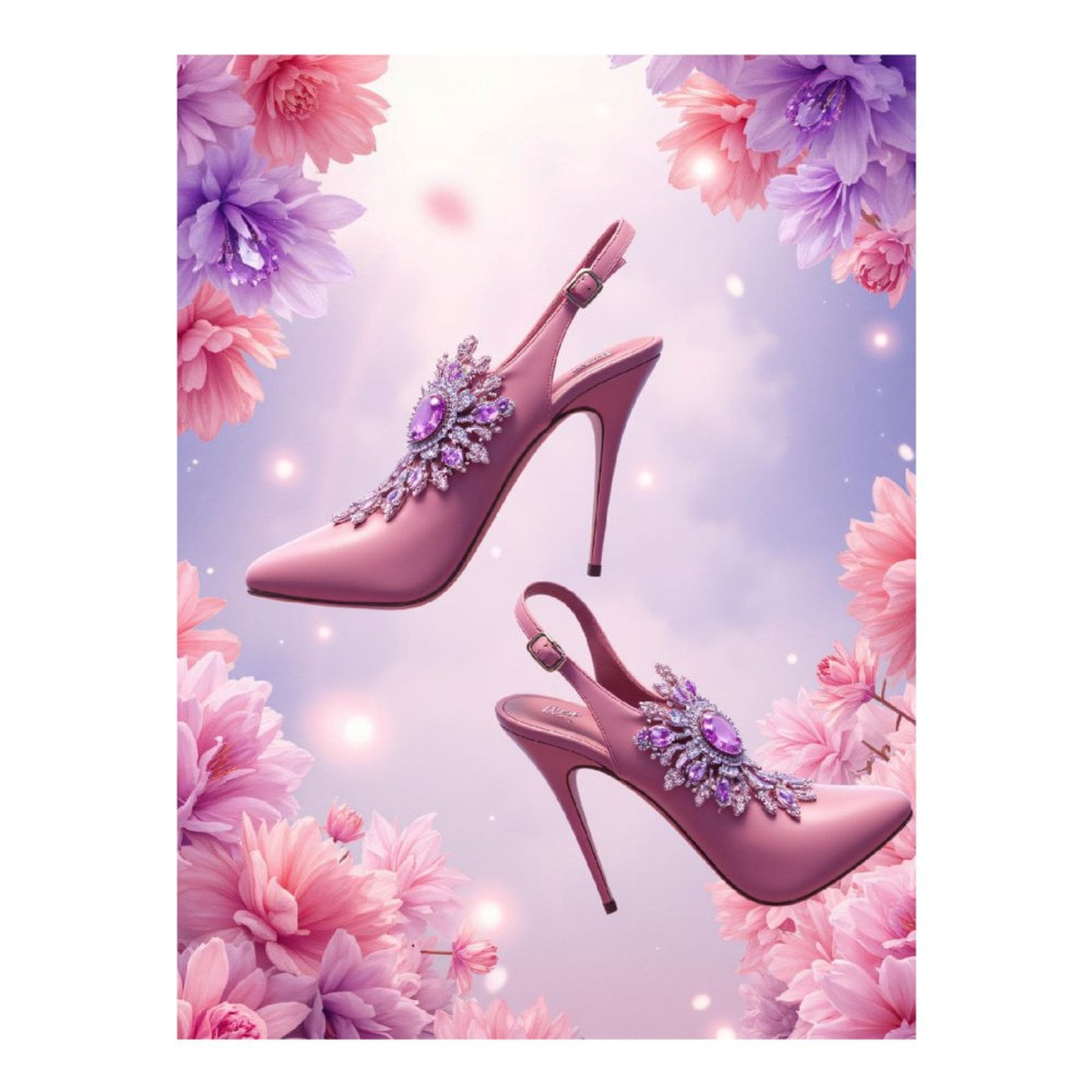Diamond Art Kits for Adults - 5d Pink Floral Gem Heels Fantasy Diamond Painting for Adults, Diamond Art for Adults Beginners, Diamond Painting Kits for Adults for Home Wall Decor