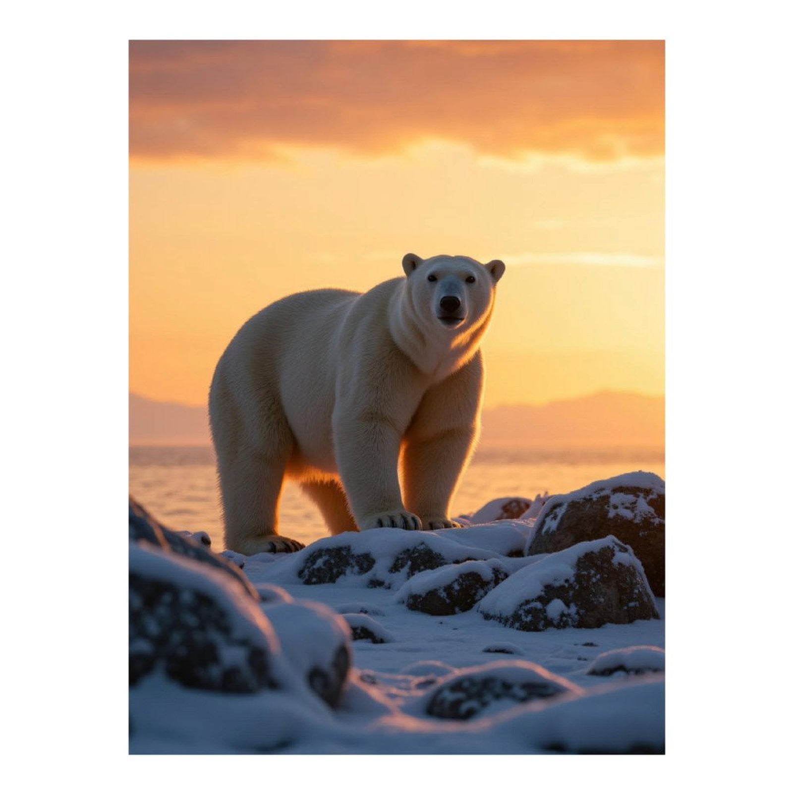 Diamond Art Kits for Adults - 5d Polar Bear On Snowy Rocks Sunset Diamond Painting for Adults, Diamond Art for Adults Beginners, Diamond Painting Kits for Adults for Home Wall Decor