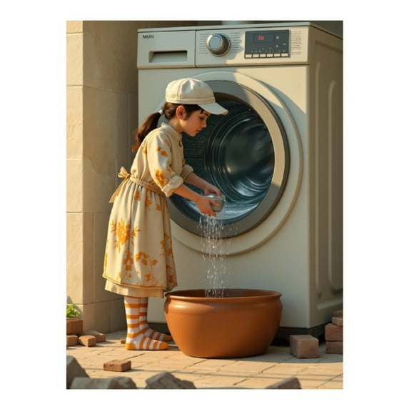 Diamond Art Kits for Adults - 5d Pouring Water Laundry Scene Diamond Painting for Adults, Diamond Art for Adults Beginners, Diamond Painting Kits for Adults for Home Wall Decor