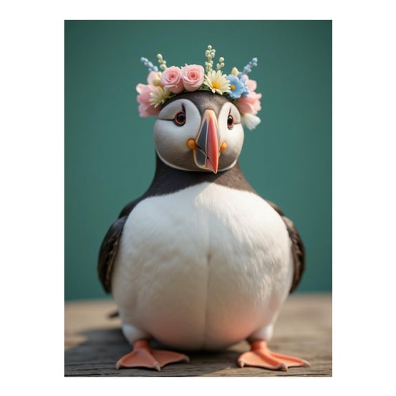 Diamond Art Kits for Adults - 5d Puffin Flower Crown Portrait Diamond Painting for Adults, Diamond Art for Adults Beginners, Diamond Painting Kits for Adults for Home Wall Decor