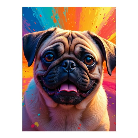 Diamond Art Kits for Adults - 5d Pug Joyful Color Burst Diamond Painting for Adults, Diamond Art for Adults Beginners, Diamond Painting Kits for Adults for Home Wall Decor